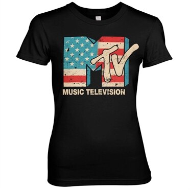 MTV Distressed USA-Flag Girly Tee, Girly Tee