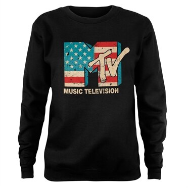 Läs mer om MTV Distressed USA-Flag Girly Sweatshirt, Sweatshirt