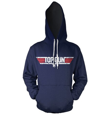 Top Gun Distressed Logo Hoodie, Hooded Pullover