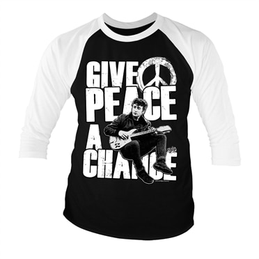 Läs mer om John Lennon - Give Peace A Chance Baseball 3/4 Sleeve Tee, Long Sleeve T-Shirt