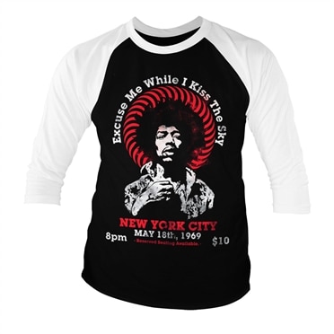Läs mer om Jimi Hendrix - Live In New York Baseball 3/4 Sleeve Tee, Long Sleeve T-Shirt