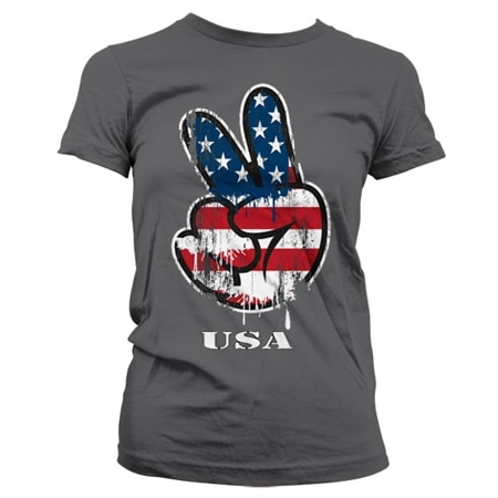 USA Peace Hand Girly T-Shirt, Girly T-Shirt