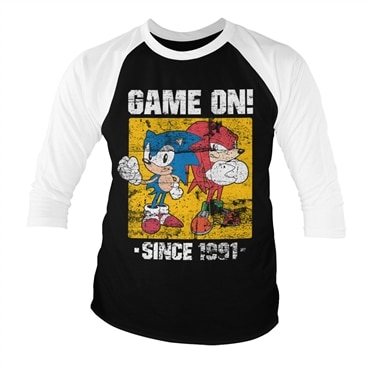 Läs mer om Sonic - Game On Since 1991 Baseball 3/4 Sleeve Tee, Long Sleeve T-Shirt