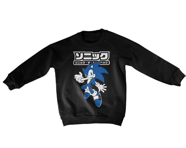 Läs mer om Sonic The Hedgehog Japanese Logo Kids Sweatshirt, Sweatshirt