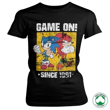 Sonic - Game On Since 1991 Organic Girly Tee, 100% Organic Girly T-Shirt