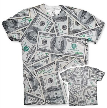Dollars Allover T-Shirt, Modern Fit Polyester Tee