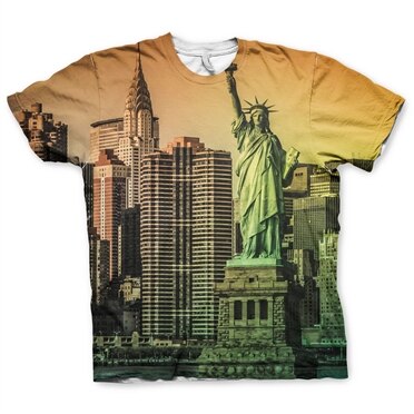 New York Sunset Allover T-Shirt, Modern Fit Polyester Tee