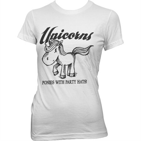Läs mer om Unicorns - Ponies With Party Hats Girly T-Shirt, T-Shirt