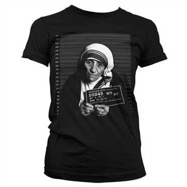 Mother Theresa Mug Shot Girly T-Shirt, Girly T-Shirt