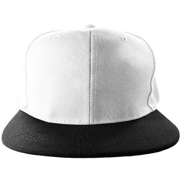 Snapback Cap White/Black, Adjustable Snapback Cap