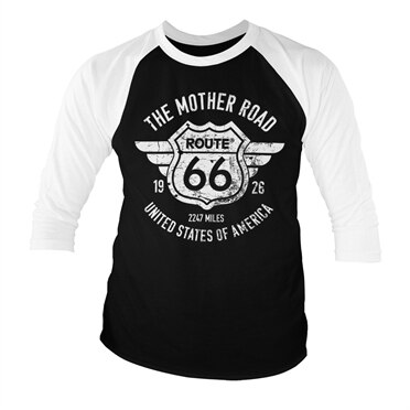Läs mer om Route 66 - The Mother Road Baseball 3/4 Sleeve Tee, Long Sleeve T-Shirt