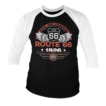Läs mer om Route 66 - Feel The Freedom Baseball 3/4 Sleeve Tee, Long Sleeve T-Shirt
