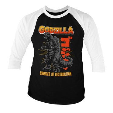 Läs mer om Godzilla - Bringer Of Destruction Baseball 3/4 Sleeve Tee, Long Sleeve T-Shirt