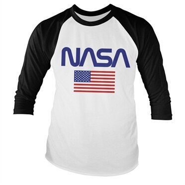 NASA - Old Glory Baseball Long Sleeve Tee, Baseball Long Sleeve Tee
