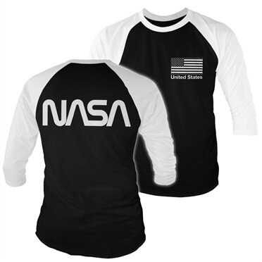 NASA Black Flag Baseball 3/4 Sleeve Tee, Long Sleeve T-Shirt