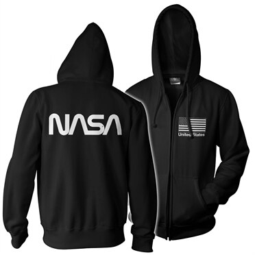 NASA Black Flag Zipped Hoodie, Zipped Hooded Pullover