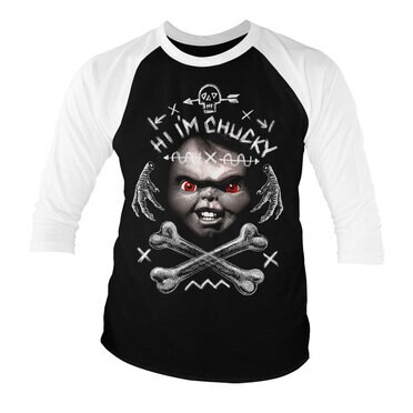 Läs mer om Hi Im Chucky Baseball 3/4 Sleeve Tee, Long Sleeve T-Shirt