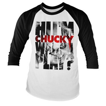 Läs mer om Chucky - Wanna Play Cutout Baseball Long Sleeve Tee, Long Sleeve T-Shirt
