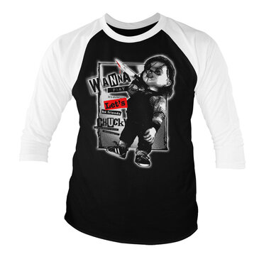 Läs mer om Chucky - Lets Be Friends Baseball 3/4 Sleeve Tee, Long Sleeve T-Shirt