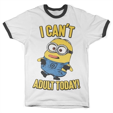 Läs mer om Minions - I Cant Adult Today Ringer Tee, T-Shirt