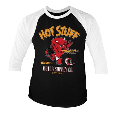Läs mer om Hot Stuff - Motor Supply Co Baseball 3/4 Sleeve Tee, Long Sleeve T-Shirt