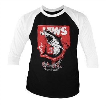 Läs mer om Jaws - Shark Smoke Baseball 3/4 Sleeve Tee, Long Sleeve T-Shirt