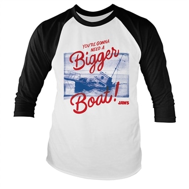Läs mer om Jaws - Youre Gonna Need A Bigger Boat Baseball Long Sleeve Tee, Long Sleeve T-Shirt