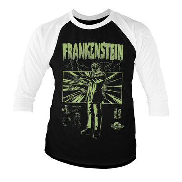 Läs mer om Frankenstein Retro Baseball 3/4 Sleeve Tee, Long Sleeve T-Shirt