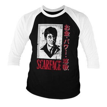 Läs mer om Scarface - Japanese Baseball 3/4 Sleeve Tee, Long Sleeve T-Shirt