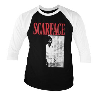 Läs mer om Scarface Poster Baseball 3/4 Sleeve Tee, Long Sleeve T-Shirt