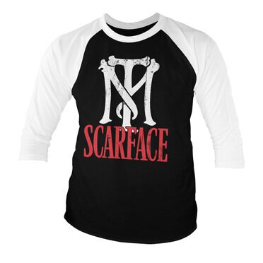 Läs mer om Scarface TM Logo Baseball 3/4 Sleeve Tee, Long Sleeve T-Shirt