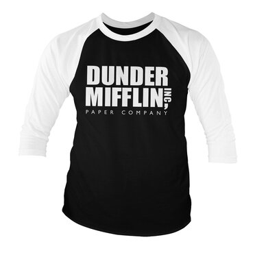 Läs mer om Dunder Mifflin Inc. Logo Organic Baseball 3/4 Sleeve Tee, Long Sleeve T-Shirt