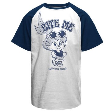 Läs mer om Good Luck Trolls - Bite Me Baseball T-Shirt, T-Shirt