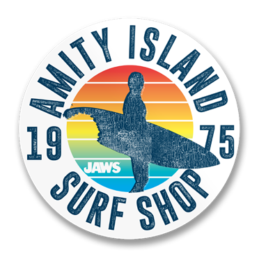 Läs mer om Amity Island Surf Shop Since 1975 Sticker, Accessories