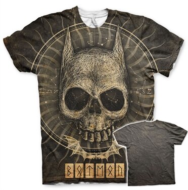 Batman Gothic Skull Allover T-Shirt, Modern Fit Polyester Tee