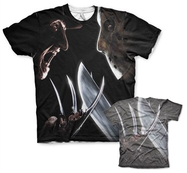 Freddy vs Jason Allover T-Shirt, Modern Fit Polyester Tee