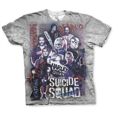 Suicide Squad Allover T-Shirt, Modern Fit Polyester Tee