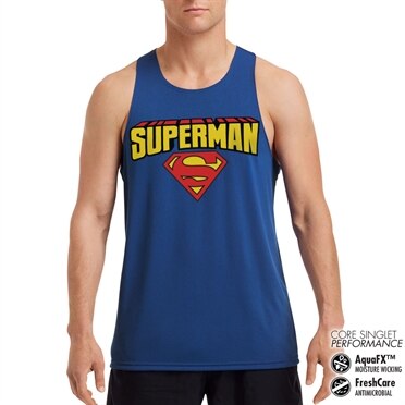 Superman Blockletter Logo Performance Singlet, CORE PERFORMANCE MENS SINGLET