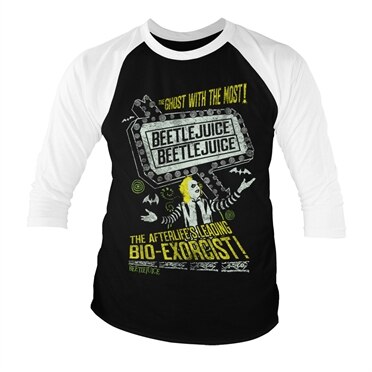 Läs mer om Beetlejuice - The Afterlifes Leading Bio-Exorcist Baseball 3/4 Sleeve Tee, Long Sleeve T-Shirt