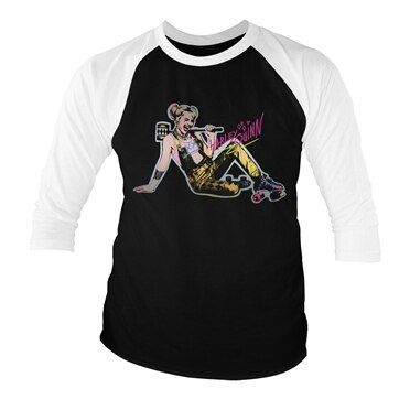 Läs mer om Harley Quinn Roller Skates Baseball 3/4 Sleeve Tee, Long Sleeve T-Shirt