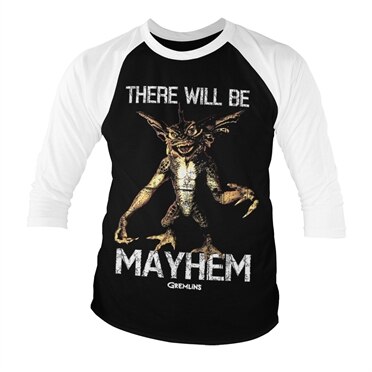 Läs mer om There Will Be Mayhem Baseball 3/4 Sleeve Tee, Long Sleeve T-Shirt