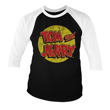 Läs mer om Tom & Jerry Washed Logo Baseball 3/4 Sleeve Tee, Long Sleeve T-Shirt
