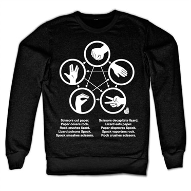 Läs mer om Sheldons Rock-Paper-Scissors-Lizard Game Sweatshirt, Sweatshirt