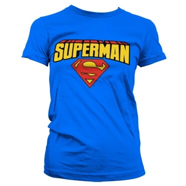 Superman Blockletter Logo Girly T-Shirt, Girly Tee