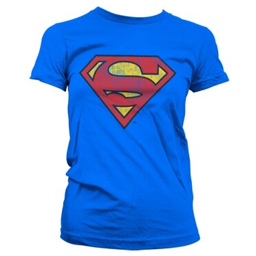 Superman Washed Shield Girly T-Shirt, Girly Tee