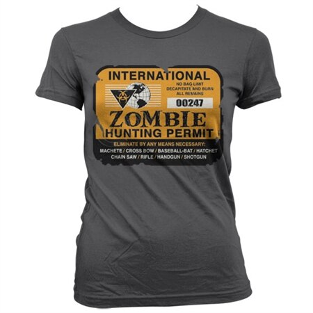 Zombie Hunting Permit Girly T-Shirt, Girly T-Shirt