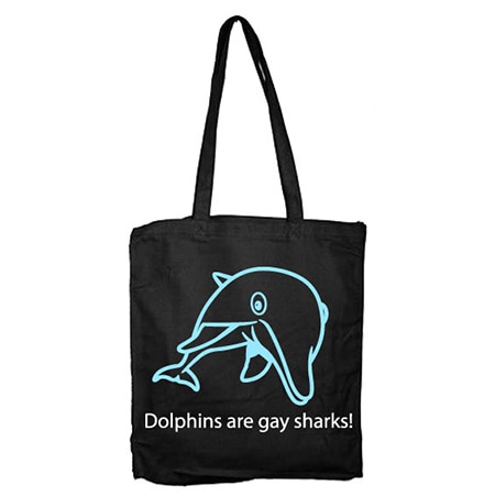 Läs mer om Dolpins Are Gay Sharks Tote Bag, Accessories