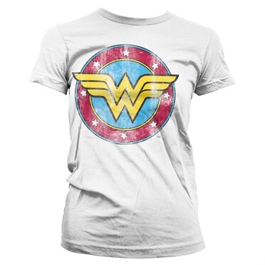 Wonder Woman Distressed Logo Girly Tee, Girly T-Shirt