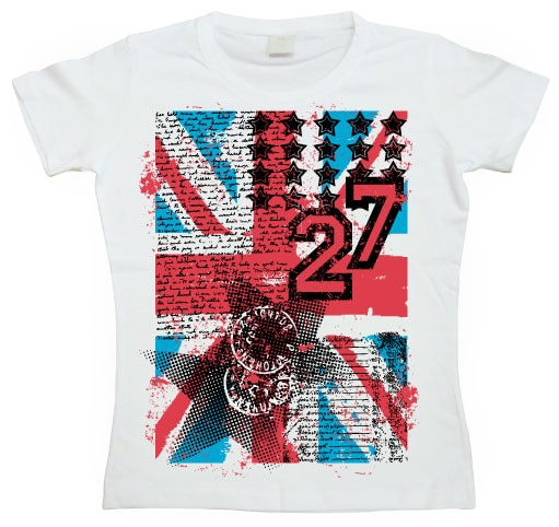 UK Flag 27 Grunge Girly T-shirt