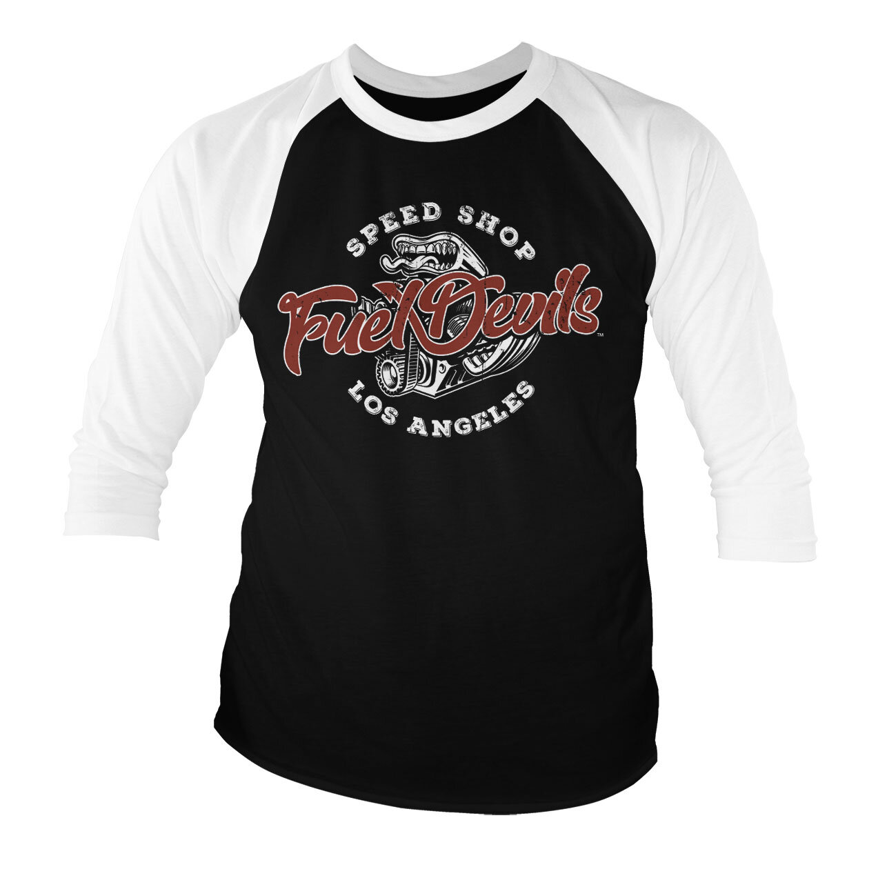 Fuel Devils Speed Shop Baseball 3/4 Sleeve Tee